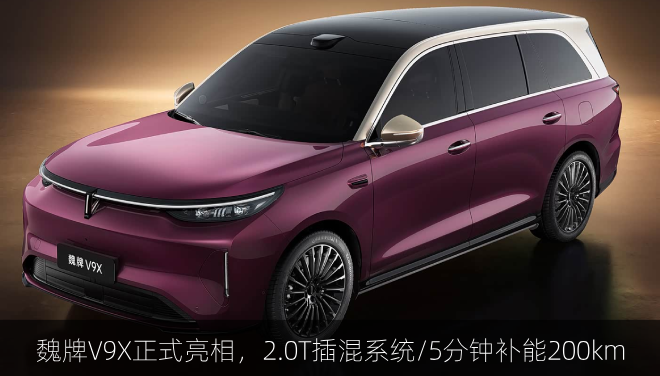  魏牌V9X正式亮相，2.0T插混系统/5分钟补能200km