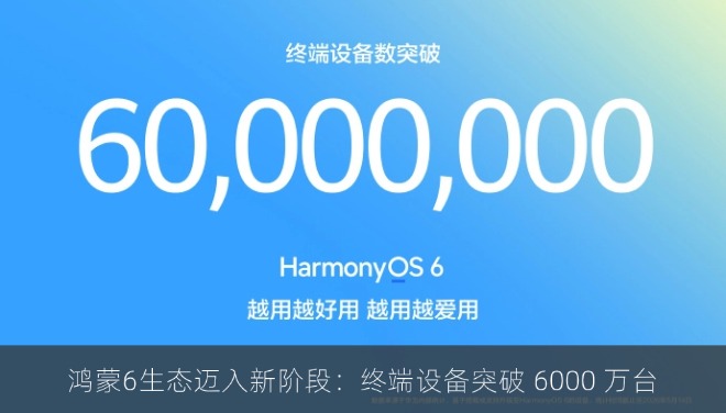 鸿蒙6生态迈入新阶段：终端设备突破 6000 万台