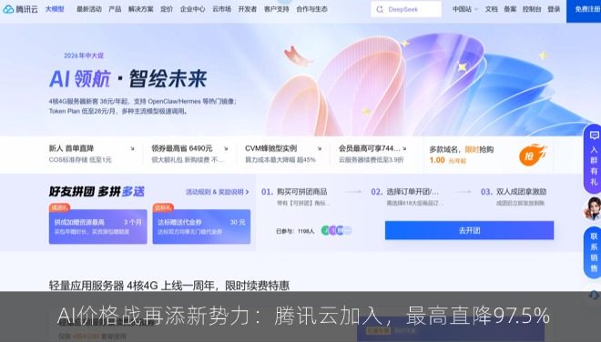 AI价格战再添新势力：腾讯云加入，最高直降97.5%