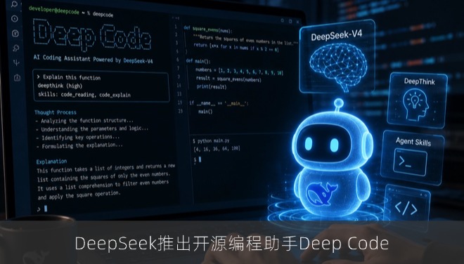 DeepSeek推出开源编程助手Deep Code，专为V4系列模型打造