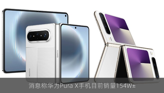 消息称华为Pura X手机目前销量154W±，阔折叠Pura X Max销量58W±