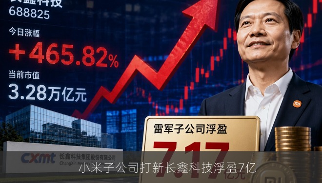 长鑫科技上市首日暴涨465%，雷军子公司浮盈7.17亿元