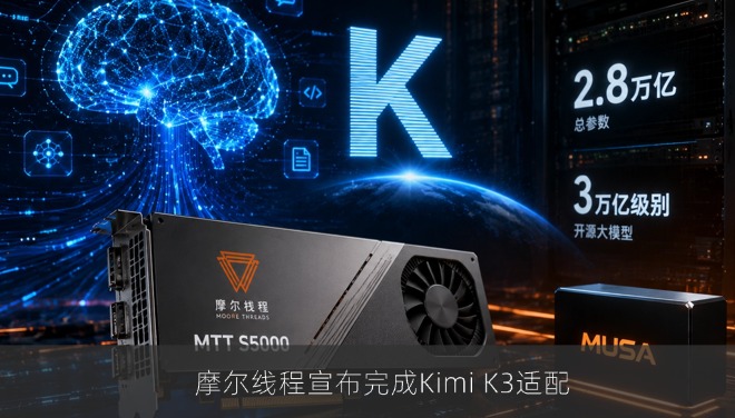 摩尔线程宣布完成Kimi K3适配：MTT S5000国产GPU支撑2.8万亿参数大模型