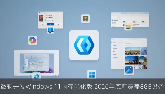 微软开发Windows 11内存优化版 2026年底前覆盖8GB设备
