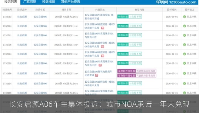 长安启源A06车主集体投诉：城市NOA承诺一年未兑现