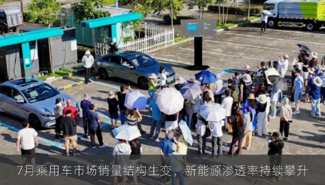 7月乘用车市场销量结构生变，新能源渗透率持续攀升