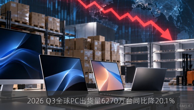IDC：2026 Q3全球PC出货量6270万台同比降20.1%