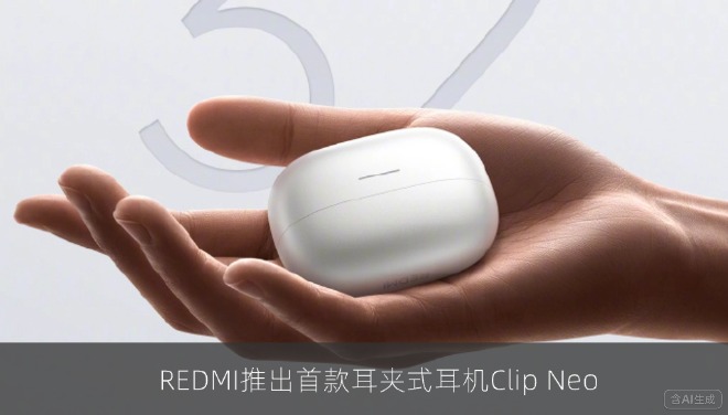 REDMI推出首款耳夹式耳机Clip Neo，单耳5.3克、支持动态AI降噪